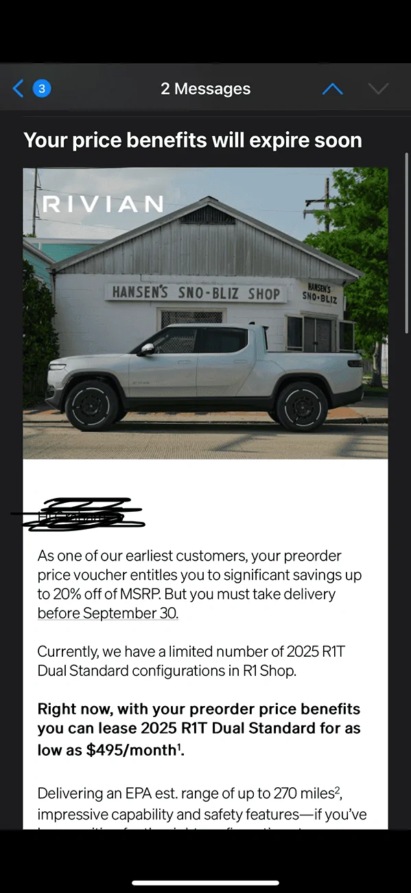 Rivian R1T R1S False Email Marketing? IMG_7980