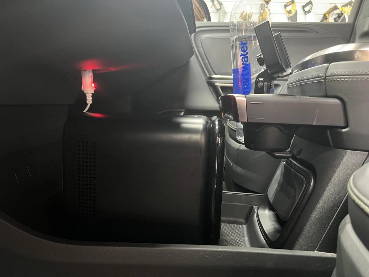 Rivian R1T R1S Front row center fridge option sid