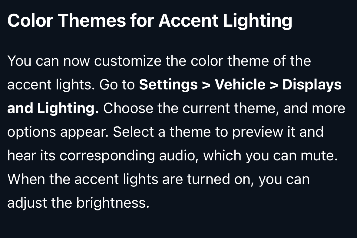 Rivian R1T R1S Update 2024.31 brings interior Color Accent Lighting Themes to GEN 1 Rivians 1724517052268-s7