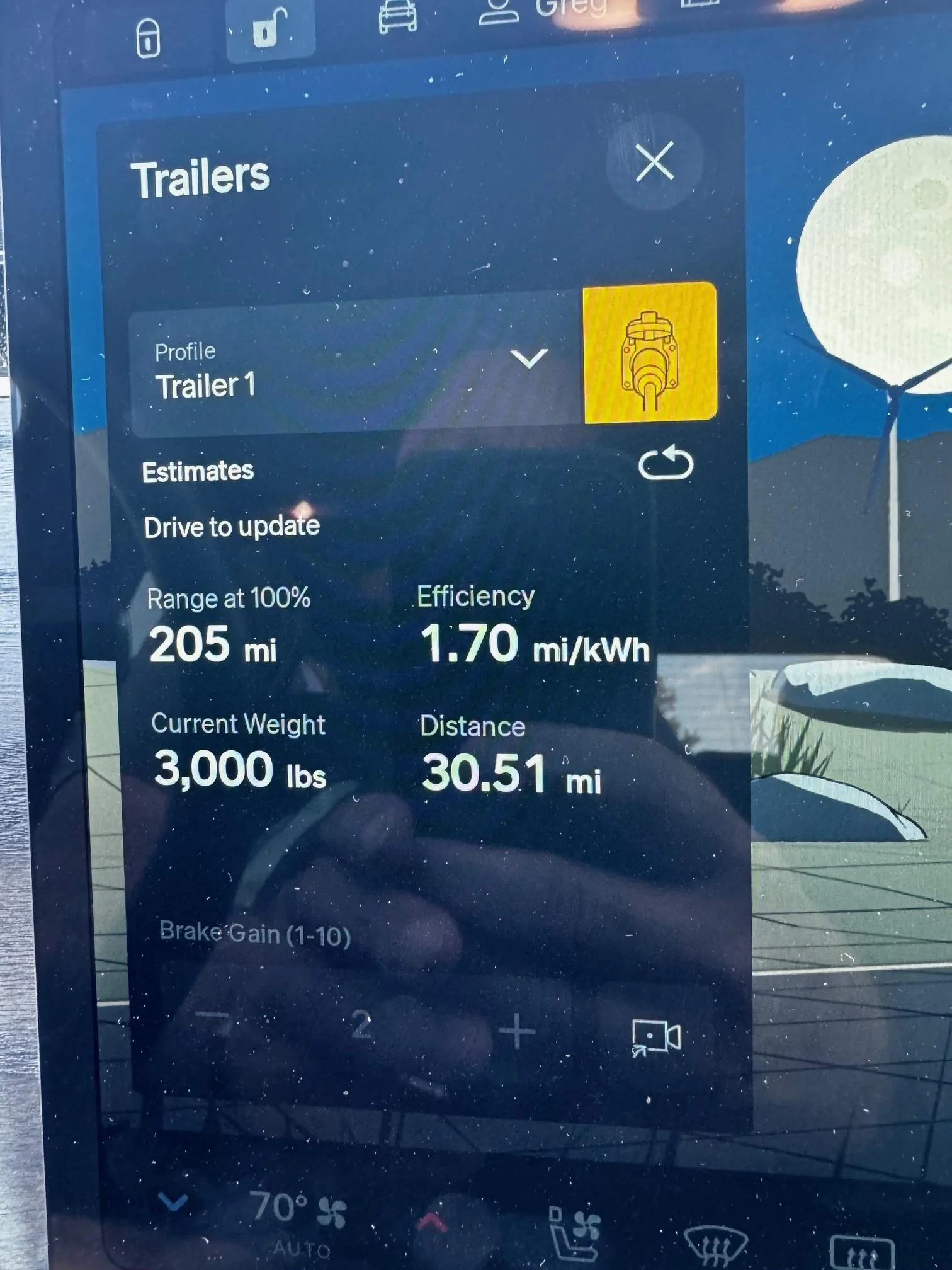 Rivian R1T R1S Nahar (my R1T) towing UHaul 5x8 trailer -- Huntsville AL to Chattanooga TN m1