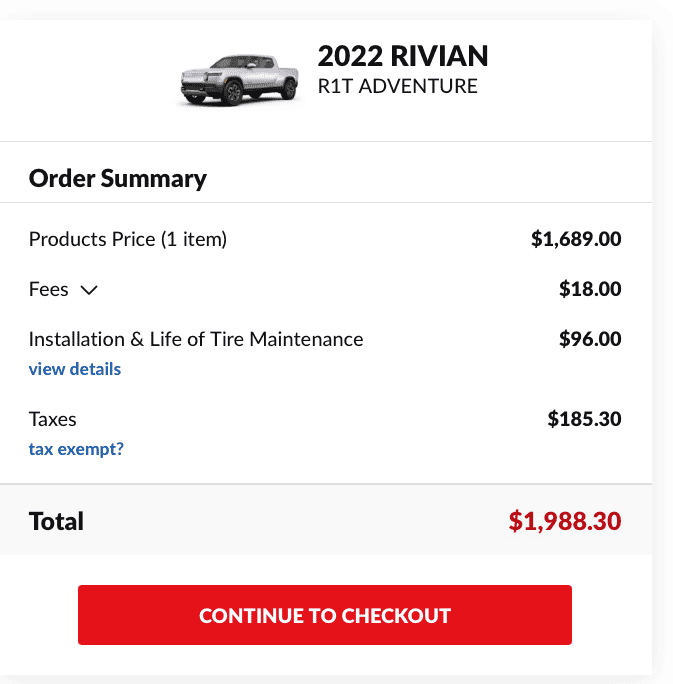 Rivian R1T R1S New 21" tire option - Michelin Defender LTX M/S 2 275/55-21 @ $380 Screenshot 2024-08-26 at 10.41.58 AM