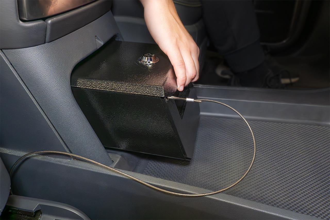 Rivian R1T R1S New Gun & Valuables Steel Case Vault for Camp Speaker Dock - from EV Sportline, In-stock! Rivian-R1T-Gun-Safe-Lock-Box-1b
