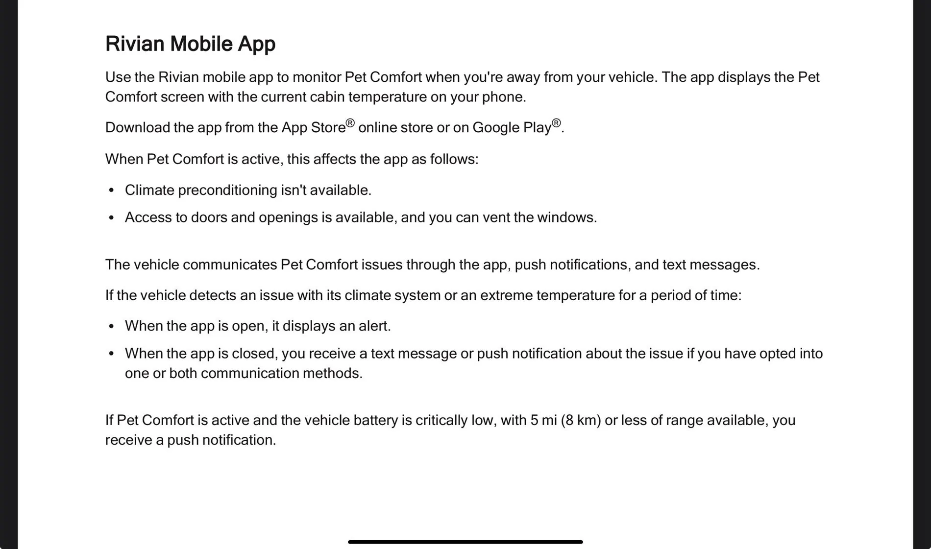 Rivian R1T R1S Where is Pet Mode on the Rivian App IMG_0158