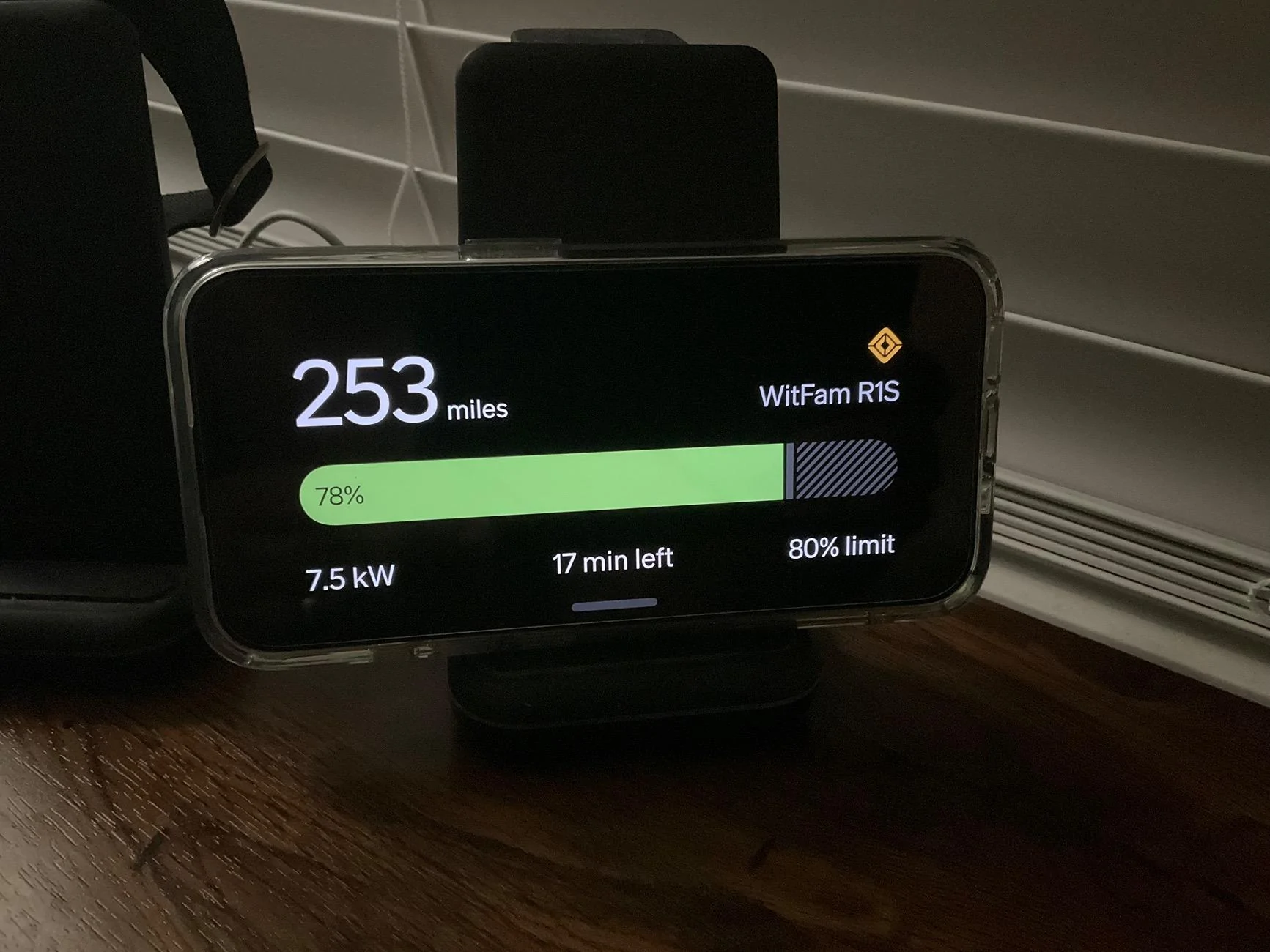 Rivian R1T R1S iPhone Nightstand Mode Shows Charge Status IMG_0189