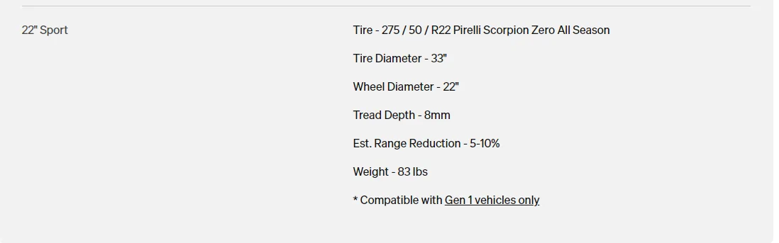 Rivian R1T R1S Gen2 22" Range Wheels ARE compatible with Gen1... Screenshot 2024-09-04 164931