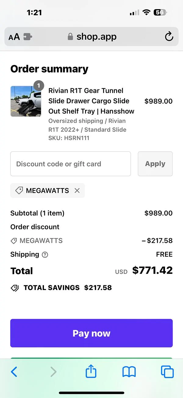 Rivian R1T R1S Gear Tunnel Slide Options Compared IMG_0383