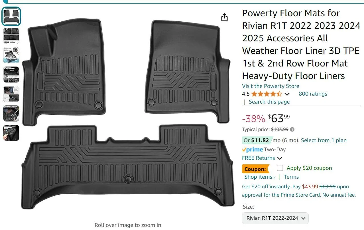 Rivian R1T R1S Which all-weather floor mats would you get? 1725985315391-pg