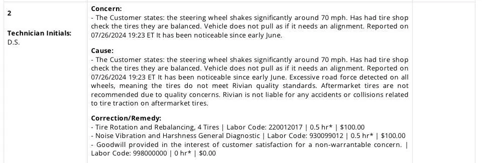 Rivian R1T R1S Michelin Costco Defender 22s - Failing road force balance. Next steps? Screenshot 2024-09-13 at 6.41.57 PM