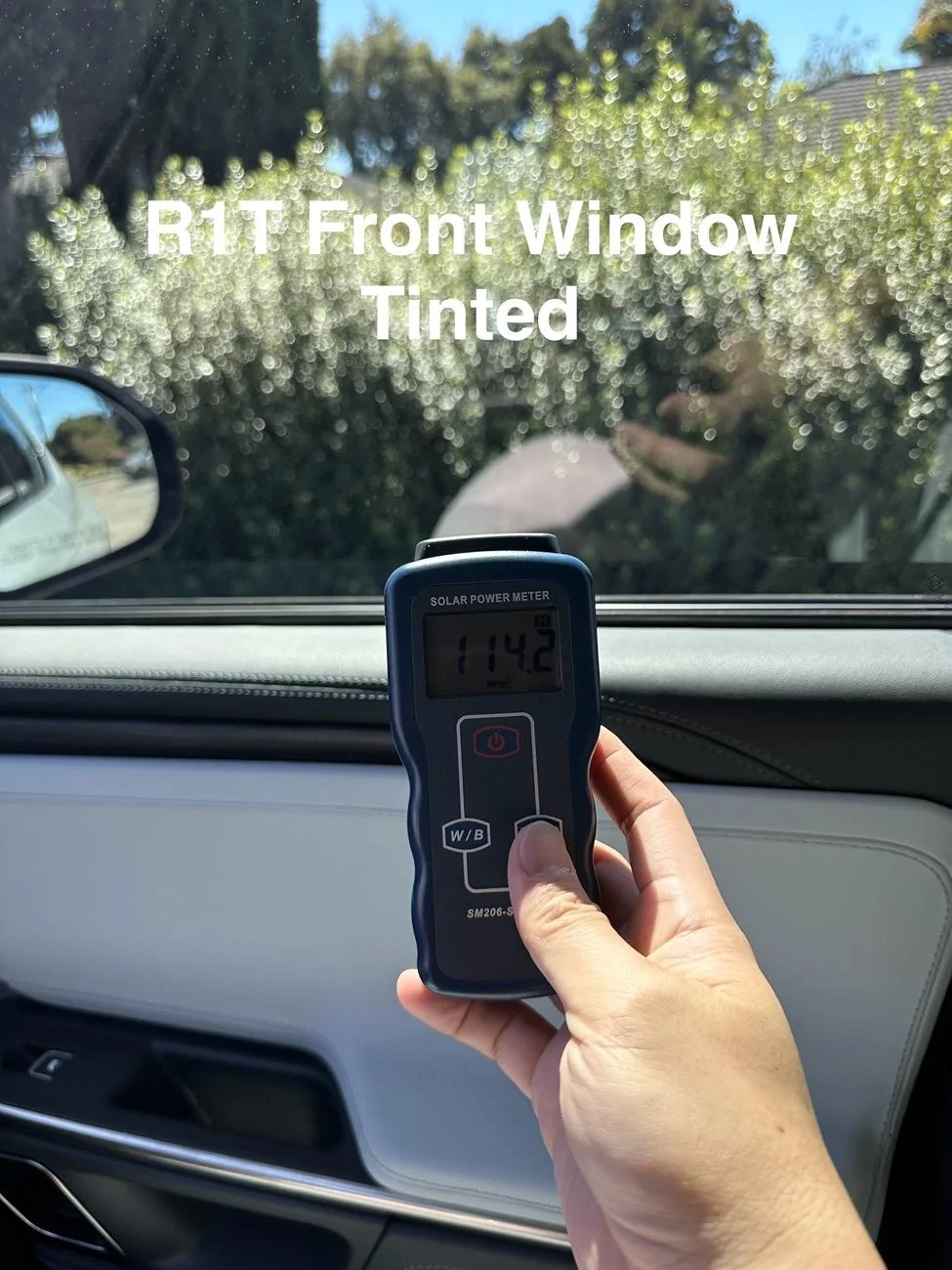 Rivian R1T R1S Dynamic Glass Roof blocks 60% of sun's power vs. regular panoramic roof. But, tint windows first. IMG_0571