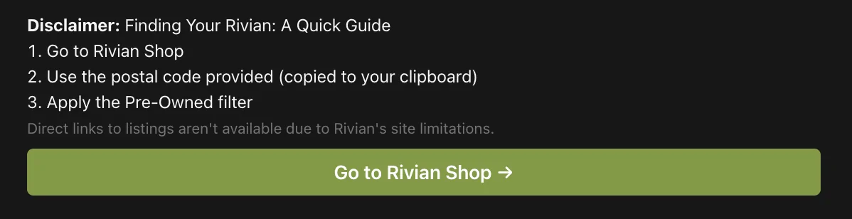 Rivian R1T R1S Used pre-owned Rivians now available in online shop (open to CA and IL to start) Screenshot 2024-09-18 at 8.27.27 AM