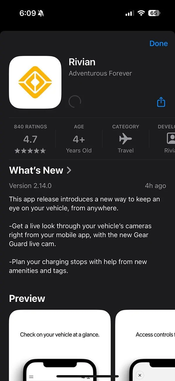 Rivian R1T R1S iOS App 2.14.0 - Watch Gear Guard Live Camera! IMG_0306