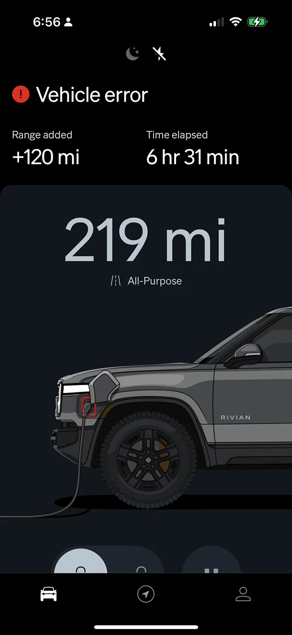 Rivian R1T R1S Charging stops - Vehicle Error IMG_5104