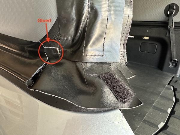 Rivian R1T R1S Flated Air-Topper modifications for R1T Left corner glue tab