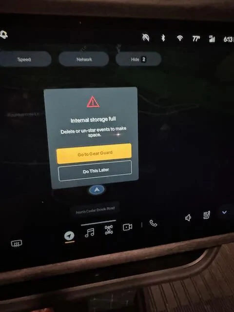 Rivian R1T R1S Keep getting "Internal Storage Full" alert whenever I get into my car IMG_5076