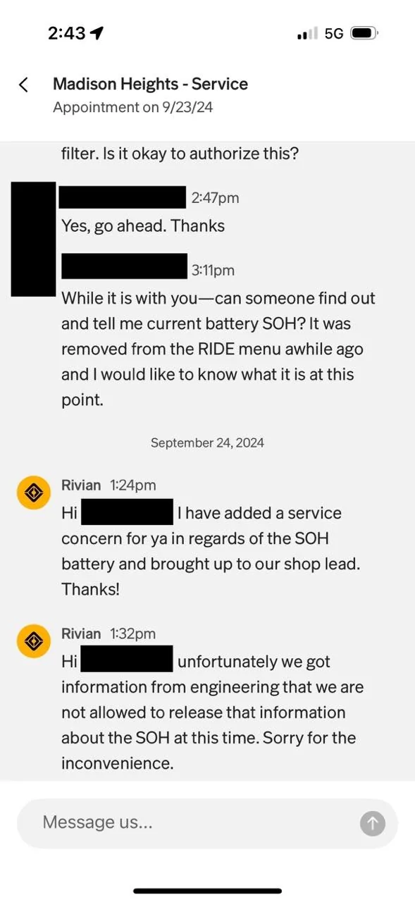 Rivian R1T R1S Rivian won't tell me battery SOH? battery SOH WTF