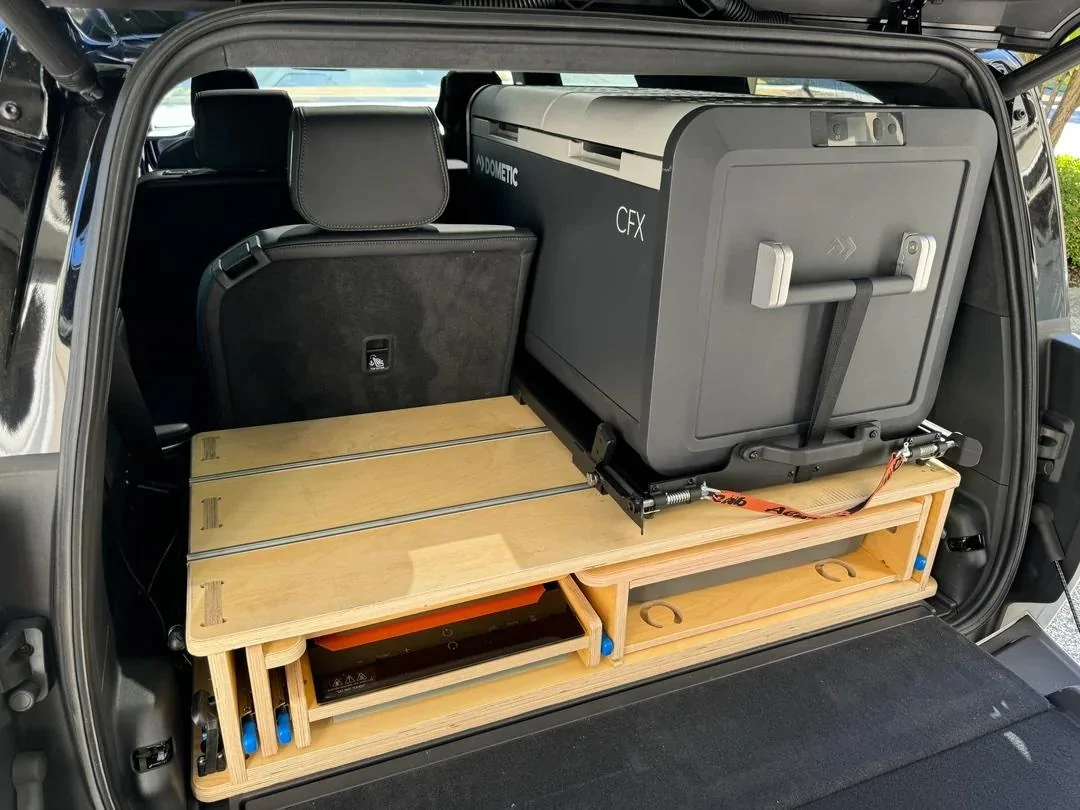 Rivian R1T R1S Anyone install R1S Fridge / Cooler Slide Out? r1s-camp-kitchen-fridge-setup-v0-bmt5b0al57hd1
