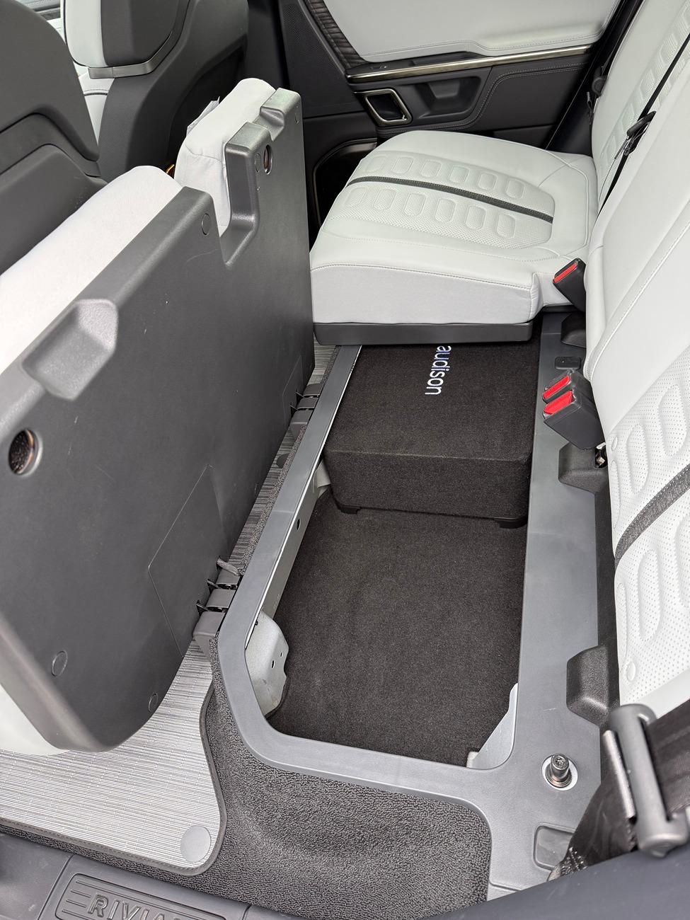 Rivian R1T R1S Audison Prima Box w/ Amp 22 R1T Installed under rear seats IMG_0044