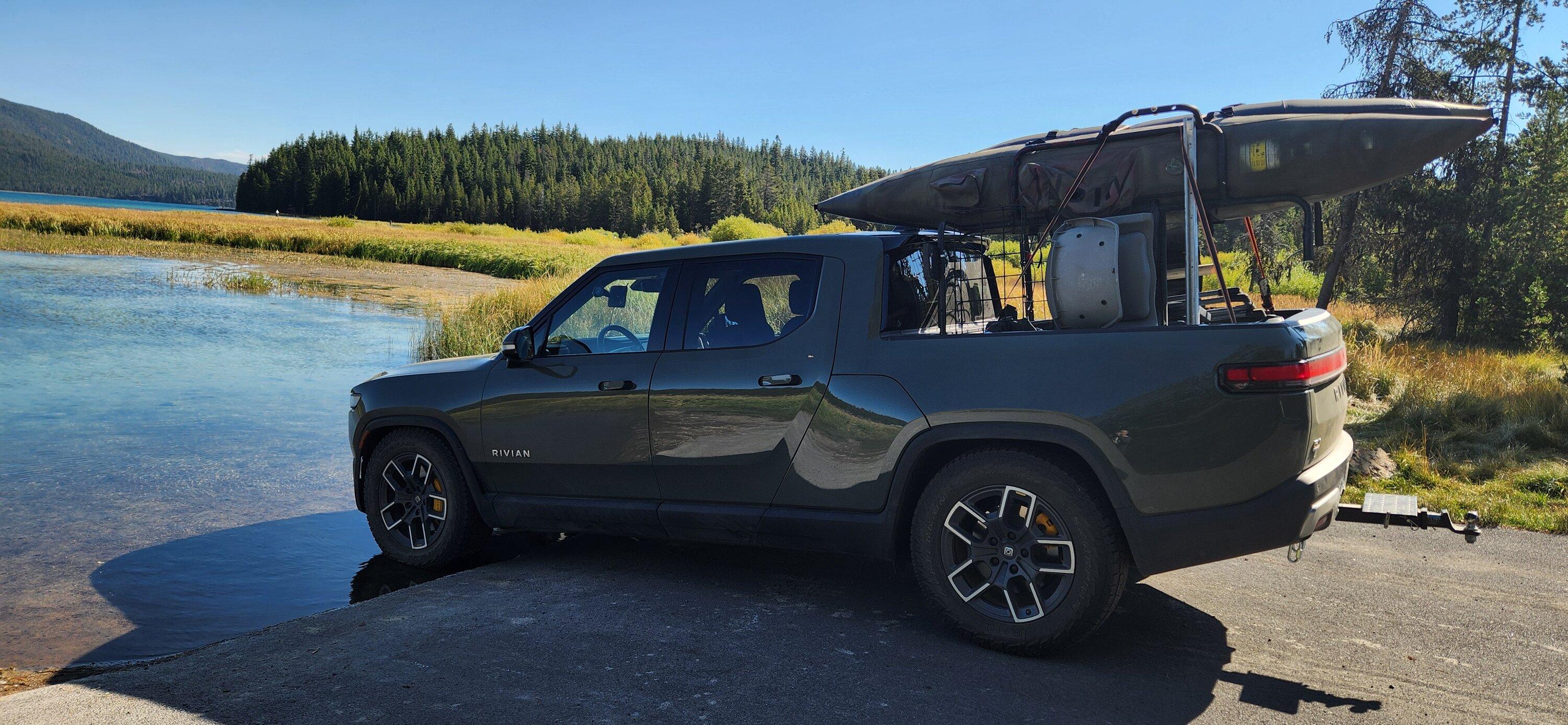 Rivian R1T R1S Newberry Volcano Oregon Trip Towing "All-Electric" Aliner AMP 20240925_105100