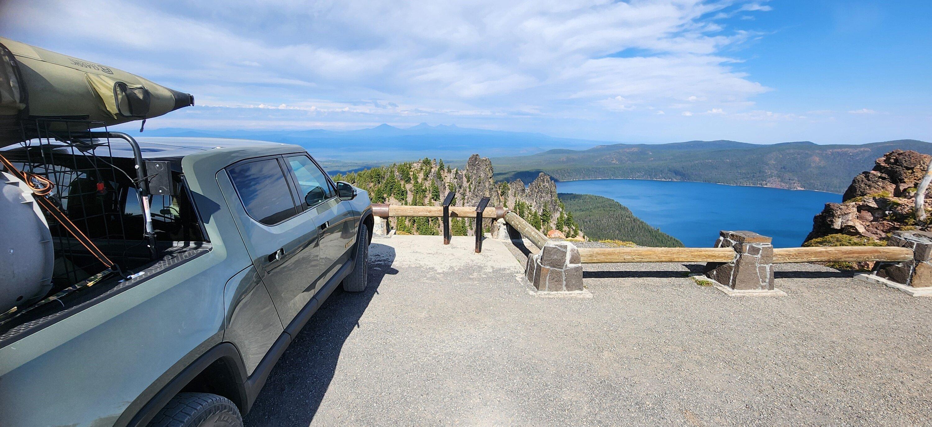 Rivian R1T R1S Newberry Volcano Oregon Trip Towing "All-Electric" Aliner AMP 20240925_112138B