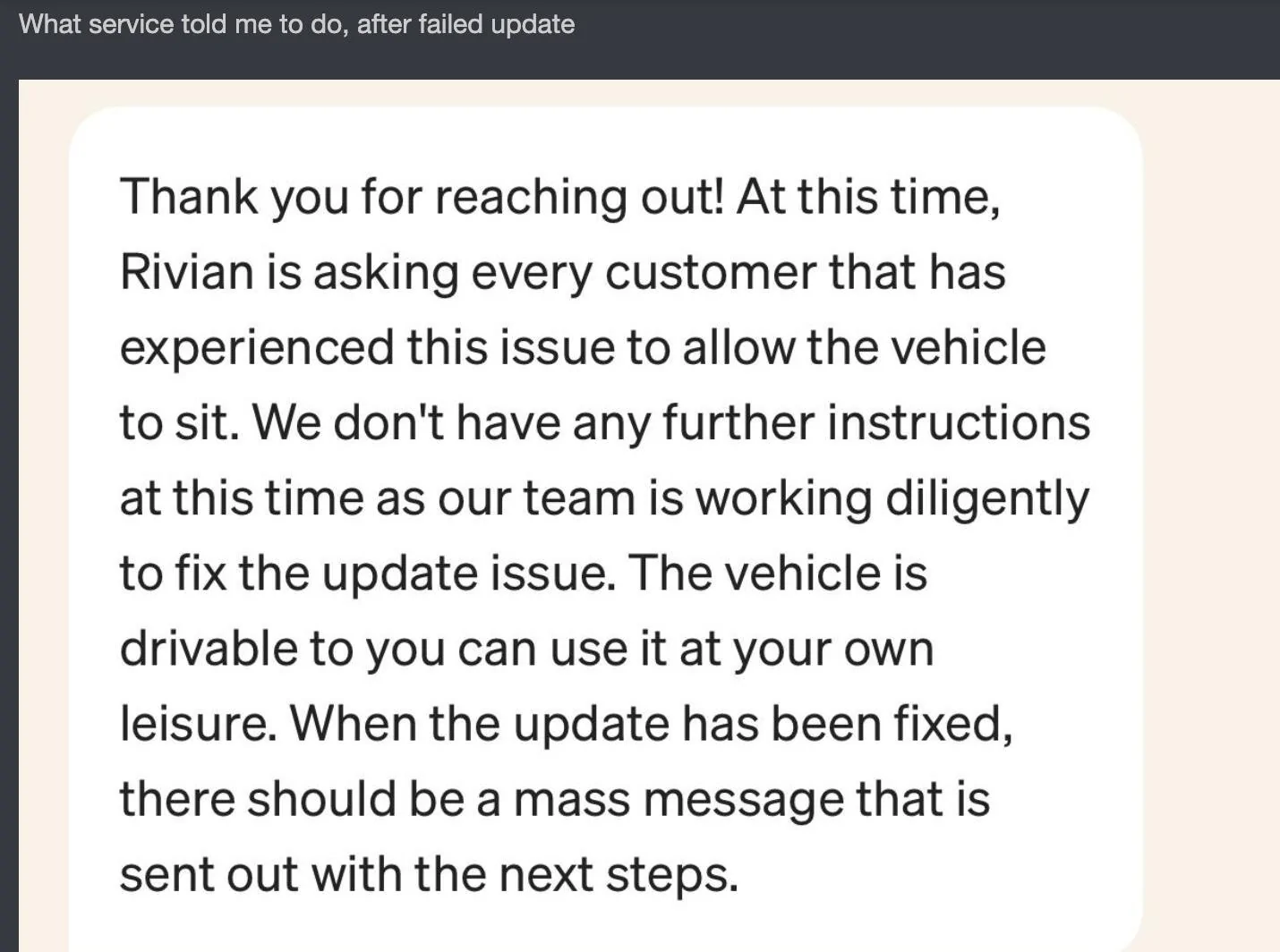 Rivian R1T R1S On 19.04 do I keep waiting for bug fixes before updating? 1727729226932-vv
