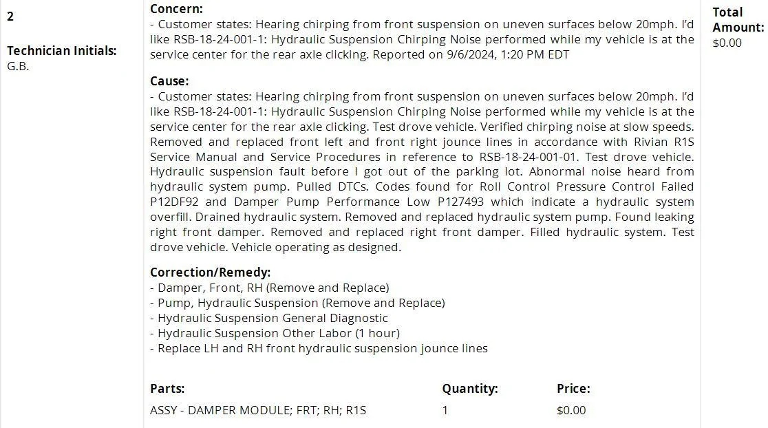 Rivian R1T R1S Jounce Lines Replacement (Fixed Squeaky Suspension) + Other Service Notes Screenshot 2024-10-01 135058