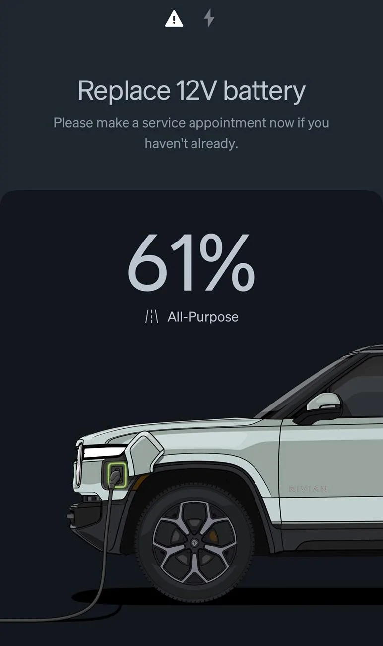 Rivian R1T R1S Replace 12v Battery message & service experience IMG_3348