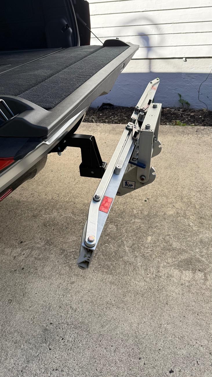 Rivian R1T R1S Adding drop hitch receiver to lower bike rack IMG_0085