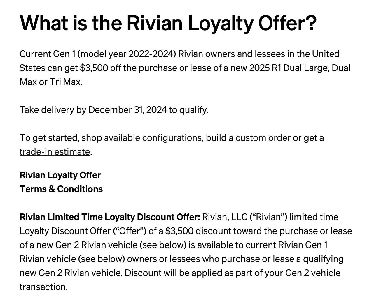 Rivian R1T R1S Rivian Loyalty Offer Updated: Gen 1 Trade-In No Longer Required Screenshot 2024-10-04 at 3.34.49 PM