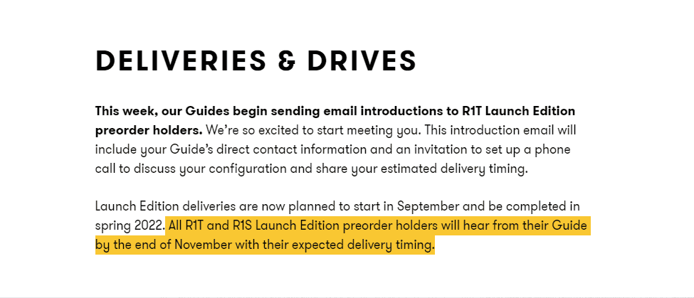 Rivian R1T R1S New Delivery Delay Confirmed - My R1T Delivery Pushed From October to end of February, 2022. 1635957634050