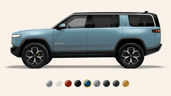 Rivian R1T R1S New Rivian.com Website Launched + Gear Shop! Baby Blue R1S