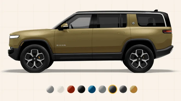 Rivian R1T R1S New Rivian.com Website Launched + Gear Shop! Goldish R1S