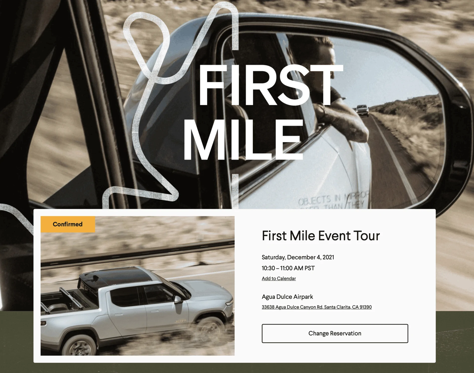Rivian R1T R1S First Mile Event Tour @ Agua Dulce Airpark, SoCal (Santa Clarita) Registration Open! 1636686397091