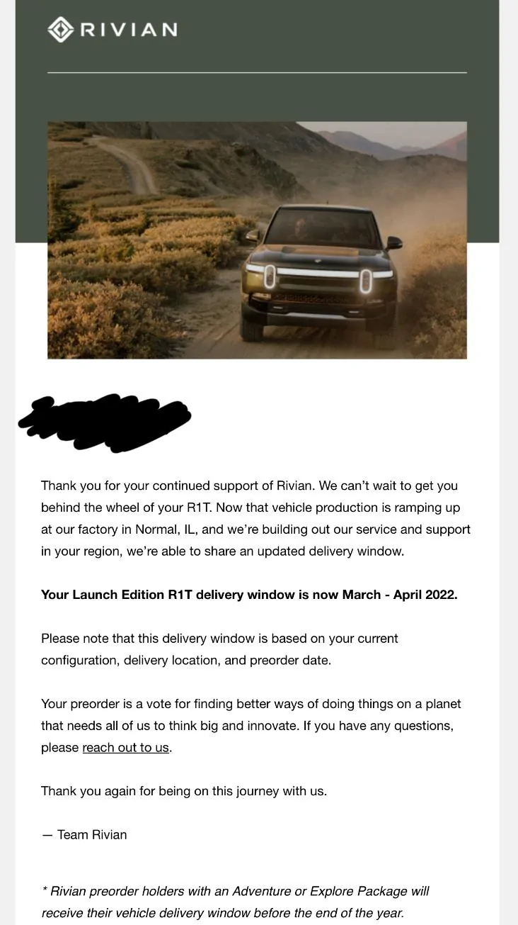Rivian R1T R1S ? Rivian Sends Delivery Window E-Mail. What’s Your Dates? => Vote in Poll! 5F7AAF7D-D30A-4BFB-9E90-0AFED65968E4
