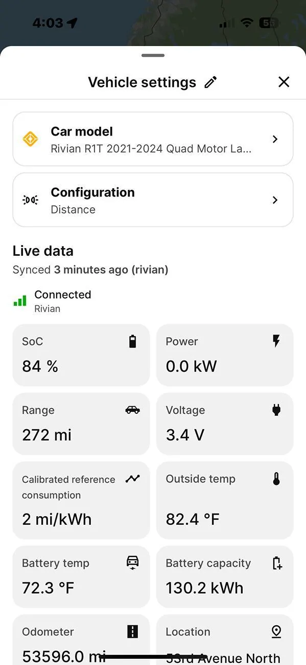 Rivian R1T R1S 2022 R1T Quad Motor Battery Degradation Estimate at 54,000 miles (~4% degradation) IMG_3751
