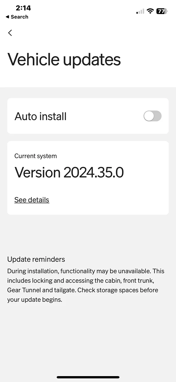 Rivian R1T R1S Update 2024.39 not showing up IMG_9272