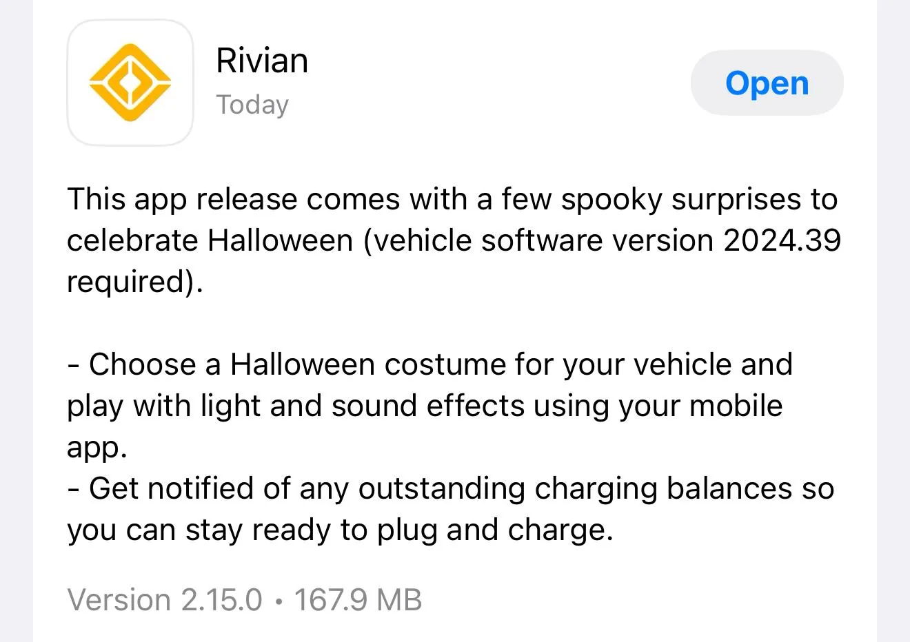 Rivian R1T R1S iOS Rivian app update is ready, including Halloween Costume feature IMG_0365