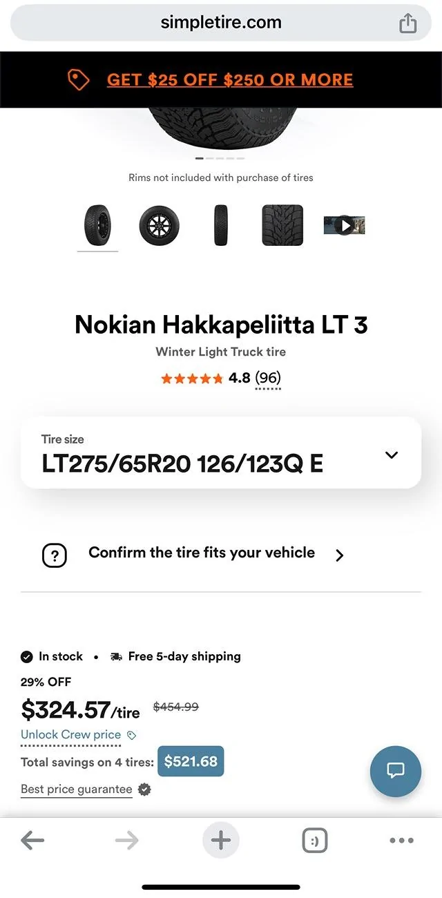 Rivian R1T R1S Efficient Winter Tires Compilation List - 275/60R20 IMG_0623