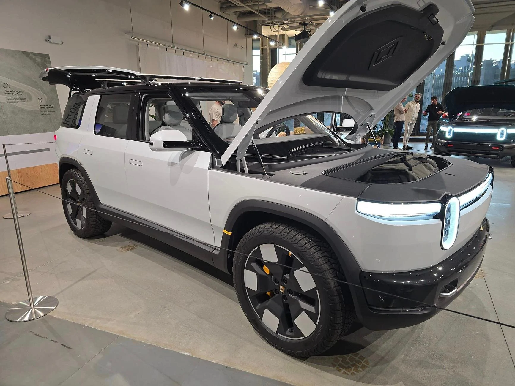 Rivian R1T R1S R2 and R3X are at new Boston Rivian Space Rivian R2 boston show room 1