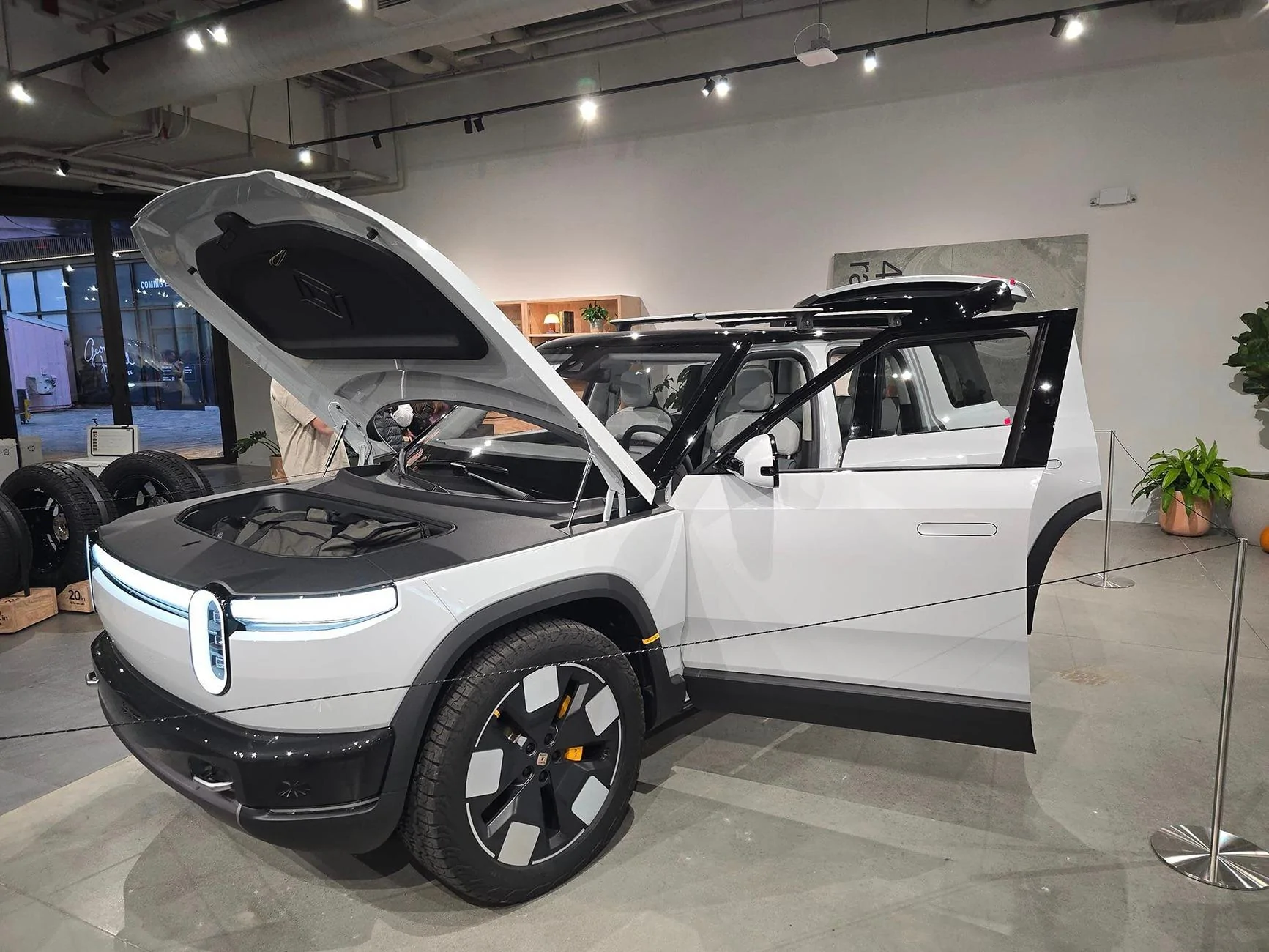 Rivian R1T R1S R2 and R3X are at new Boston Rivian Space Rivian R2 boston show room 4