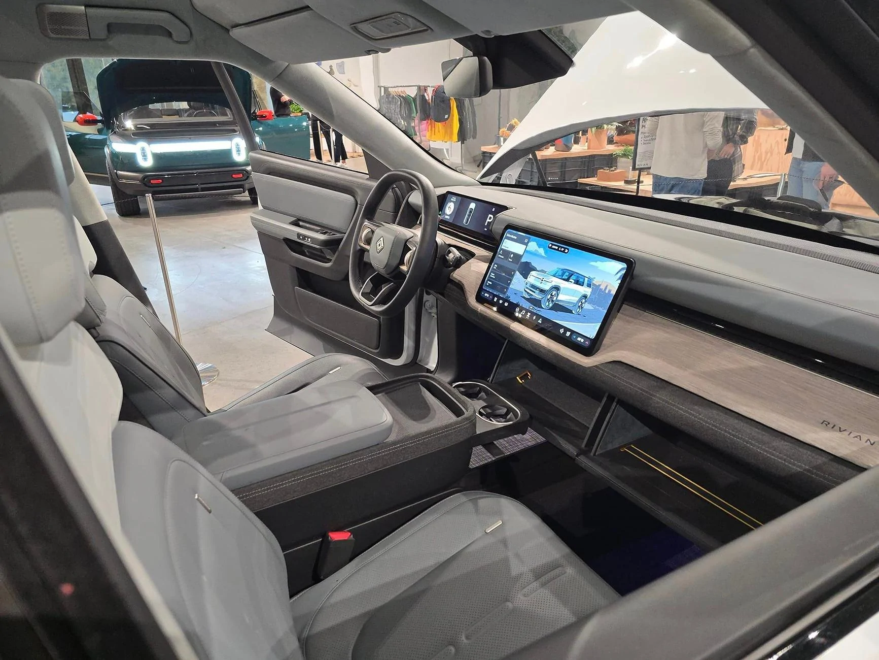 Rivian R1T R1S R2 and R3X are at new Boston Rivian Space Rivian R2 boston show room 3
