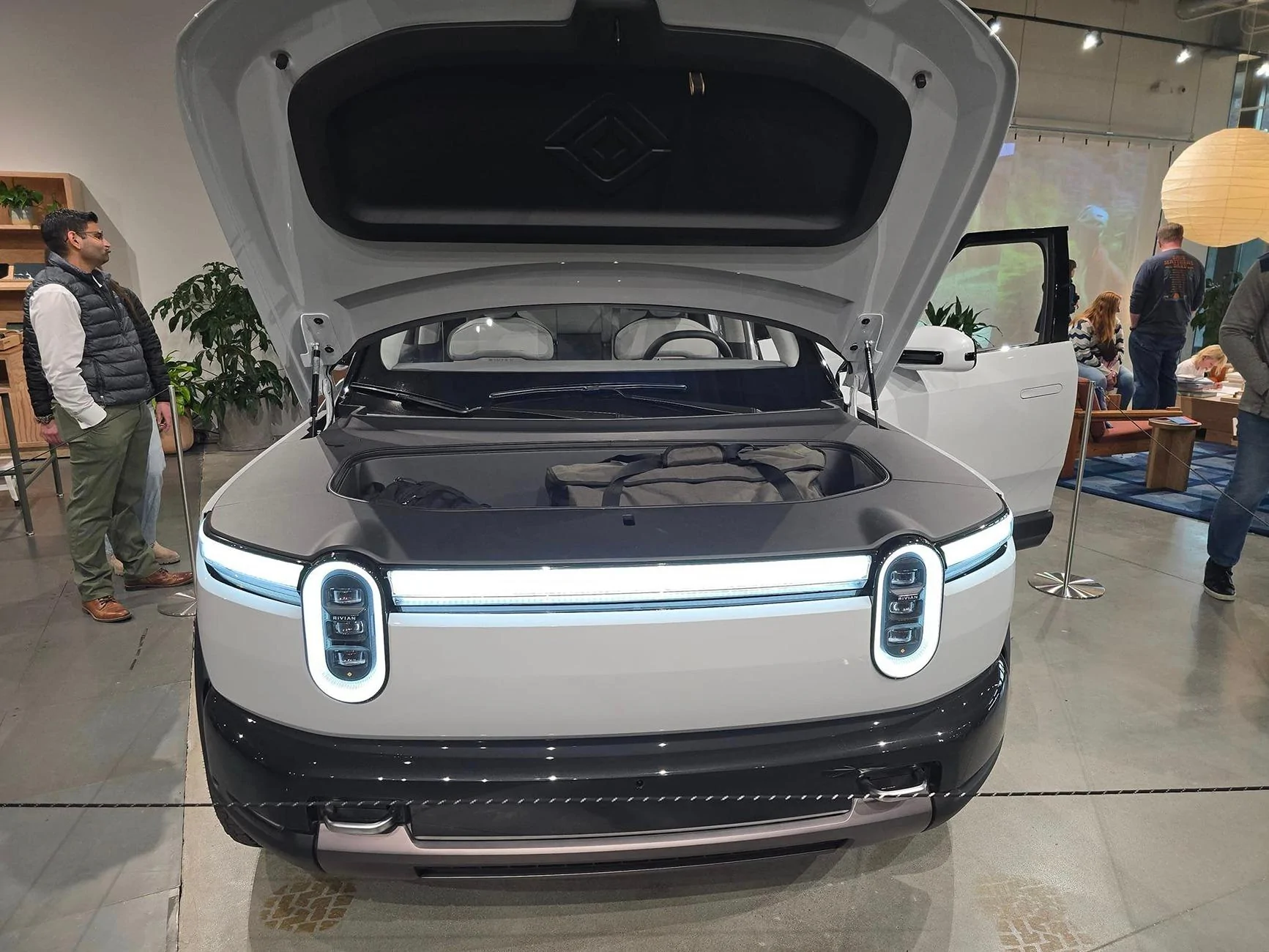Rivian R1T R1S R2 and R3X are at new Boston Rivian Space Rivian R2 boston show room 2