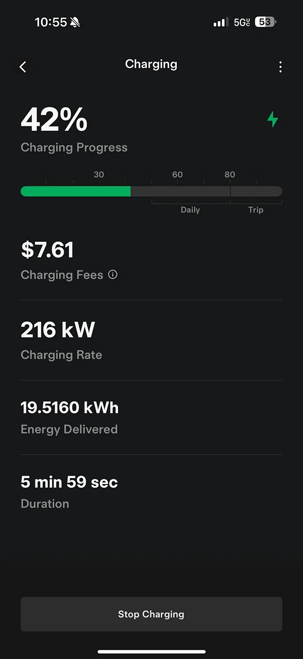 Rivian R1T R1S Tesla Supercharger Charging Speed IMG_1929