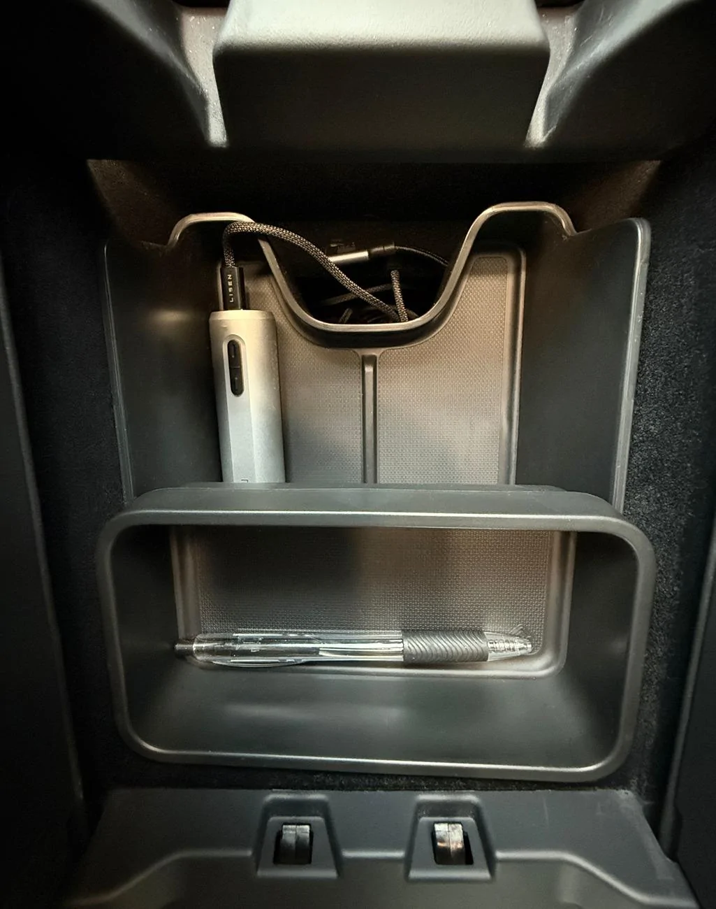 Rivian R1T R1S Power Bank and Center Console Organizer installed 20241104_210102590_iOS