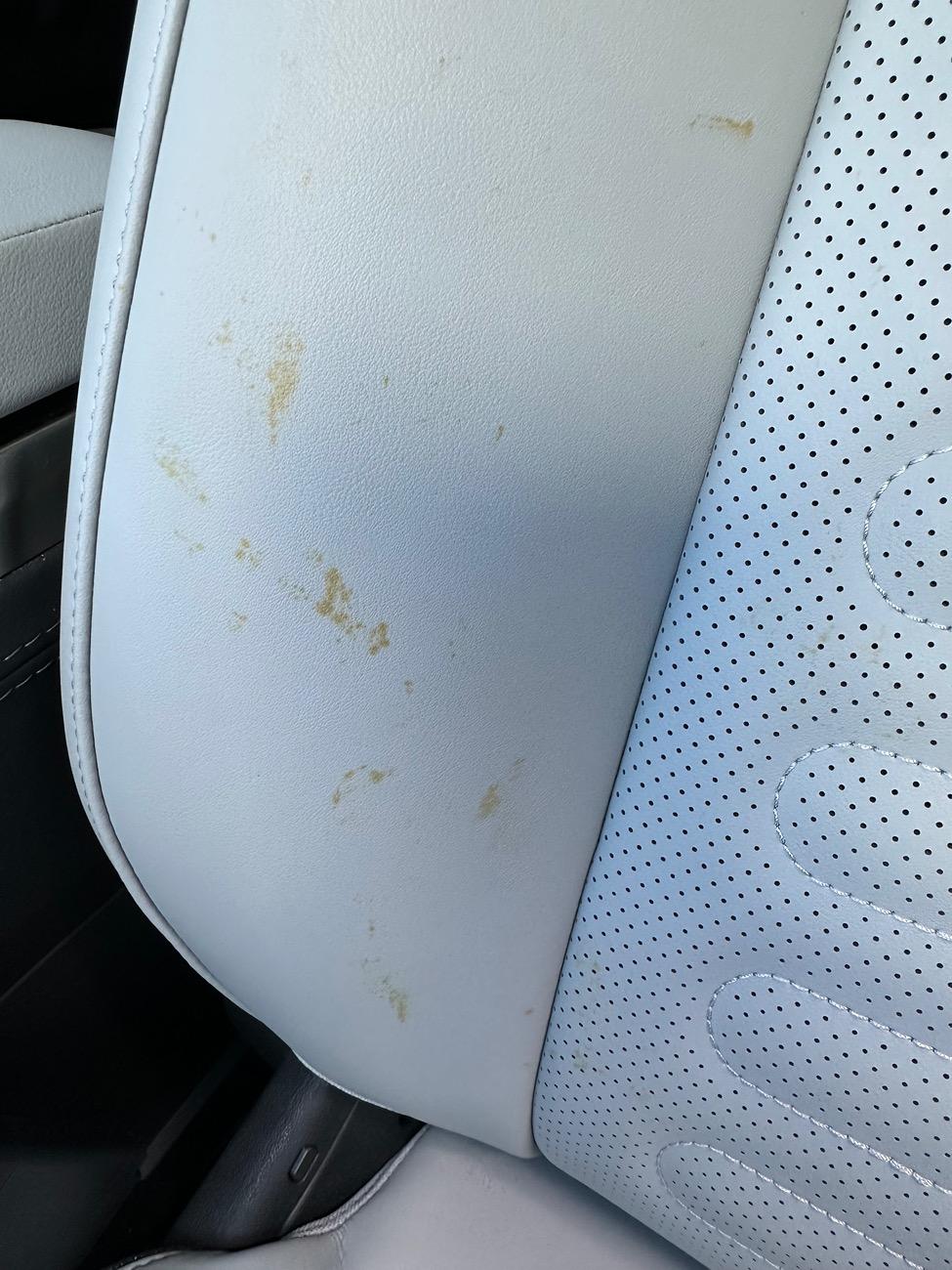 Rivian R1T R1S Spots appearing on seat and armrest IMG_9087