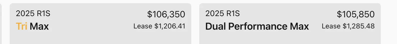 Rivian R1T R1S Different Money Factor on TRI vs DUAL ? 1731560285328-m9