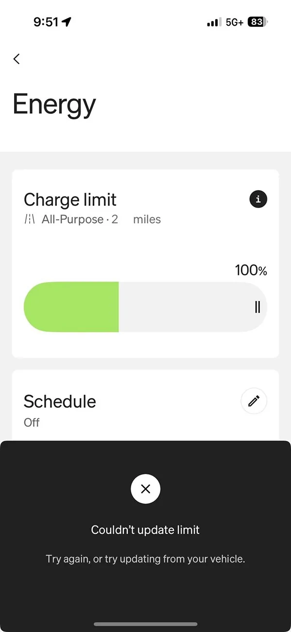 Rivian R1T R1S Cannot update charge limit WhatsApp Image 2024-11-15 at 9.52.23 AM