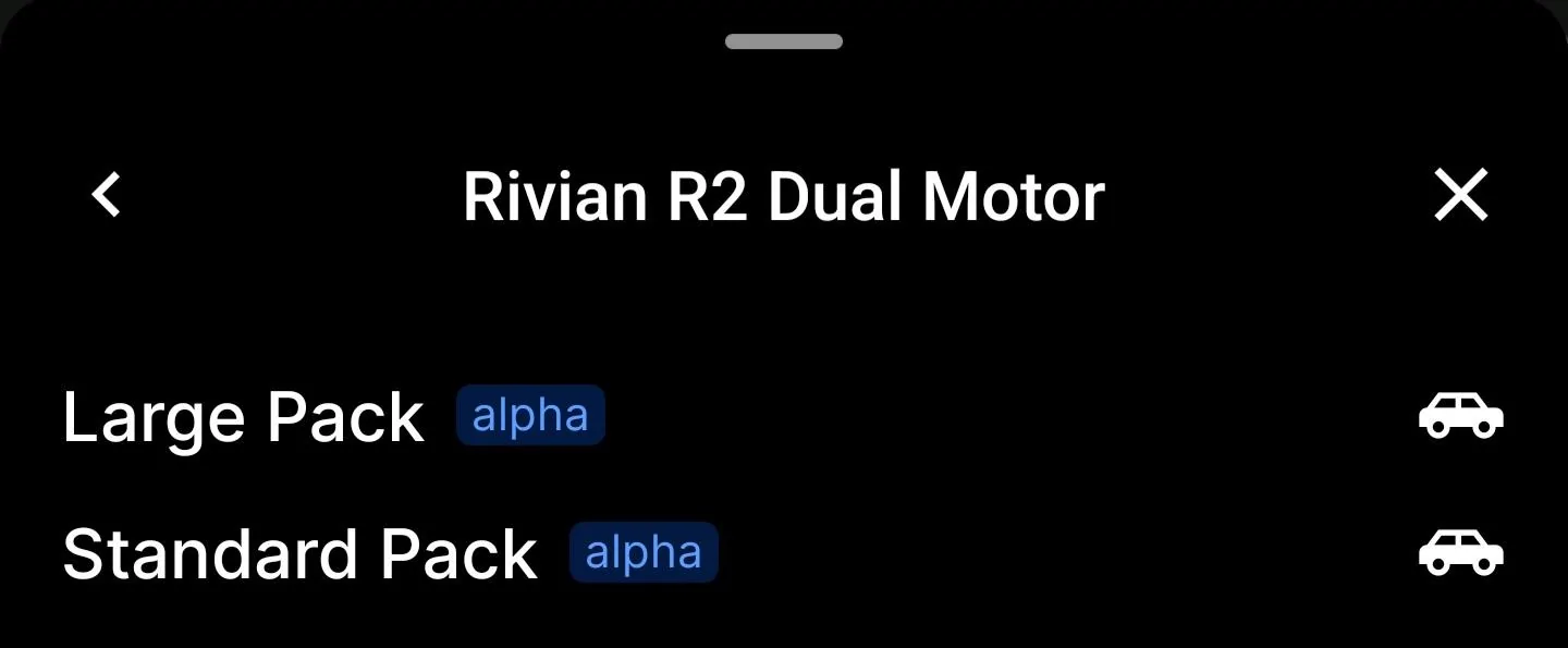Rivian R1T R1S ABRP adds Rivian R2, R3 and R3X in Single, Dual, Tri Motor variants Screenshot_20241115_092202_ABRP