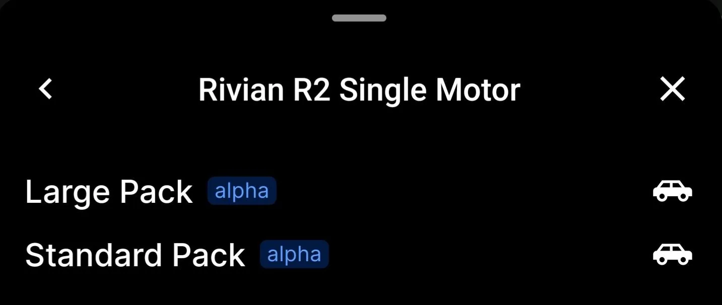 Rivian R1T R1S ABRP adds Rivian R2, R3 and R3X in Single, Dual, Tri Motor variants Screenshot_20241115_092207_ABRP