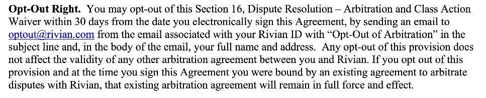 Rivian R1T R1S Binding arbitration - who's opted out? Screenshot 2024-11-15 at 6.15.43 PM