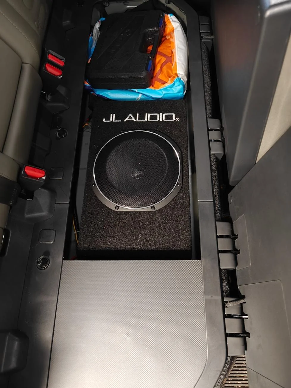 Rivian R1T R1S Simple 10" JL Subwoofer Install in R1T IMG20241117104844